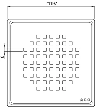 ACO Junior Designrost 187x187 Quadrato E-poliert, ACO Logo