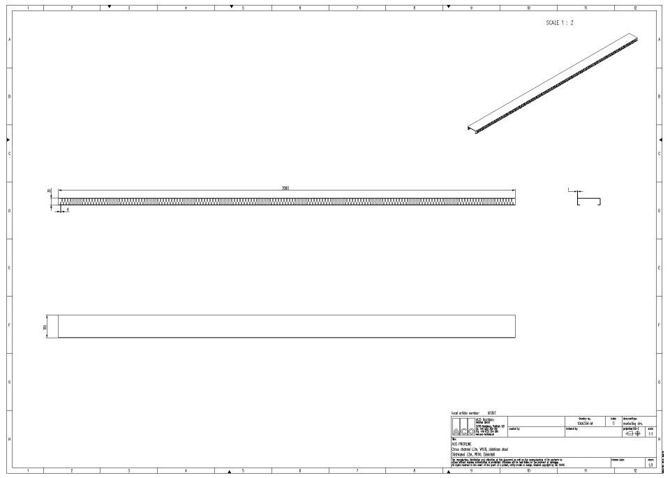 ACO Profiline 2,0 m Stichkanal V2A H 3cm B 10 cm
