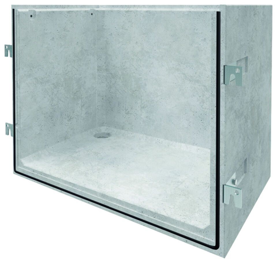 ACO Betonlichtschacht 1020x1200x800 mm mit Boden dwd auf Kellerwand