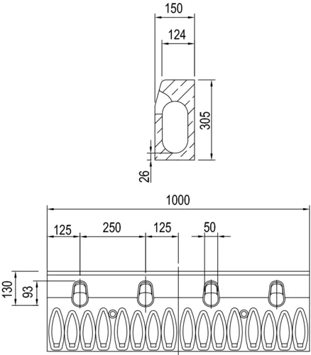 ACO DRAIN® KerbDrain 305, Rinnenkörper ohne Sohlengefälle