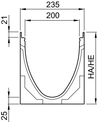 ACO Multiline Rinne V200G Typ9 Gefälle 0,5% 1000 mm GGG