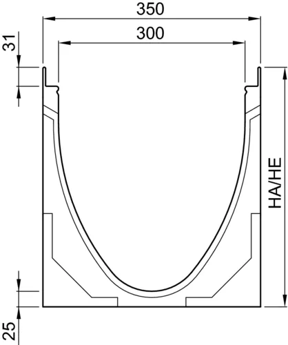 ACO Drain Multiline V300, mit Sohlengefälle
