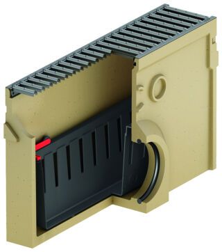 ACO Self Euroline 2.0 NW100 Einlaufkasten L500 B118 T300 mm Ablauf DN/OD110 mm mit Stegrost Stahl verzinkt