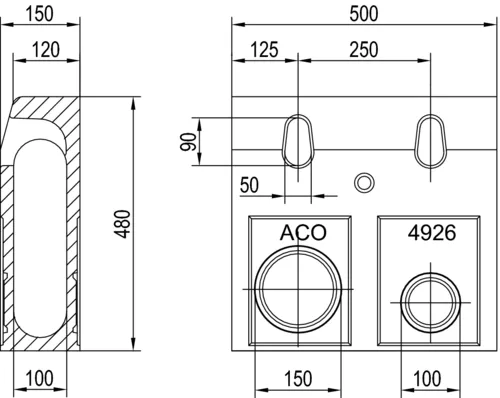 ACO DRAIN® KerbDrain 480, Rinnenkörper ohne Sohlengefälle