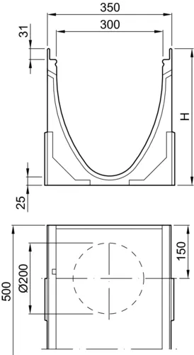 ACO Drain Multiline V300, ohne Sohlengefälle