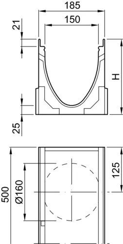 ACO Drain Multiline V150, ohne Sohlengefälle