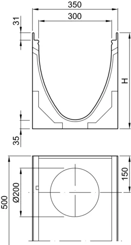 ACO Drain Multiline V300, ohne Sohlengefälle