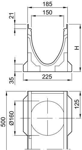 ACO Drain Multiline V150, ohne Sohlengefälle