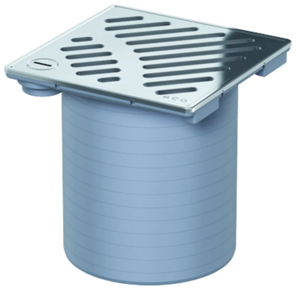 ACO Easyflow Aufsatzstück ABS 149x149mm K3 Rahmen und Schlitzrost Edelstahl lose eingelegt