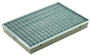 ACO Schuhabstreifer Vario Bodenwanne + Gitterrost 30/10, Stahlzarge, 1000x500