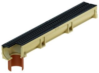 ACO Self Euroline 2.0 NW100 Rinne L1000 mm B118mm Ablauf DN/OD110 mm mit Gussrost schwarz