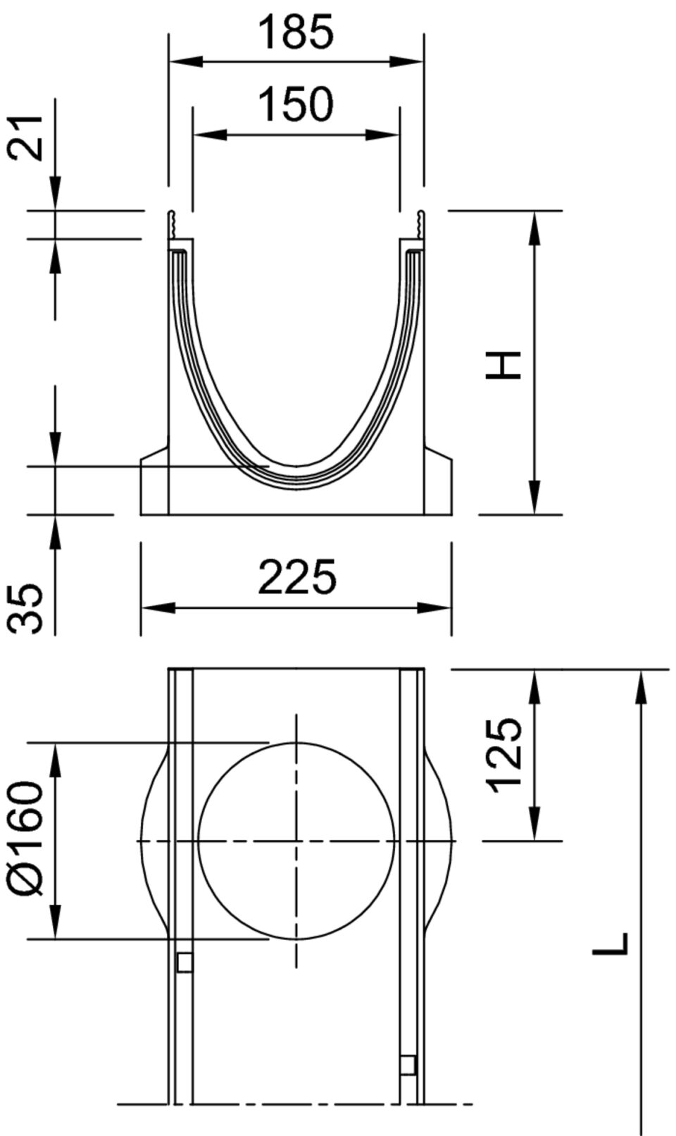 ACO Multiline Seal in V150E Typ10.0.2 1000 mm DN/OD150 mm ACO Multiline Seal in V150E Typ10.0.2 1000 mm DN/OD150 mm