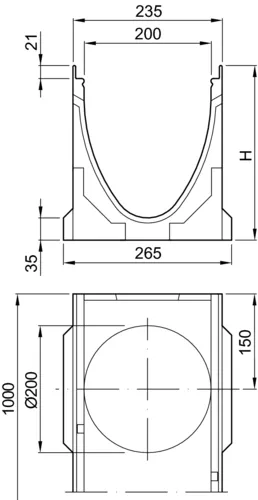 ACO Drain Multiline V200, ohne Sohlengefälle