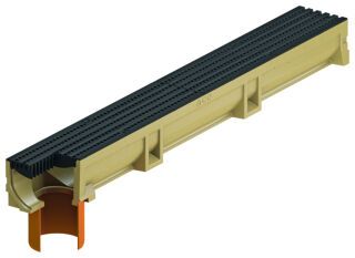 ACO Self Euroline 2.0 NW100 Rinne L1000 mm B118mm Ablauf DN/OD110 mm m Kunststoffrost B125 schwarz