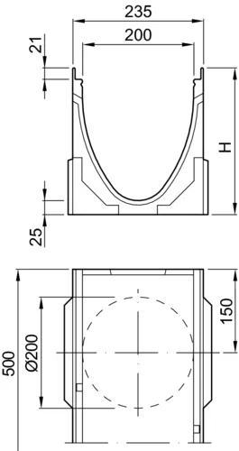 ACO Drain Multiline V200, ohne Sohlengefälle
