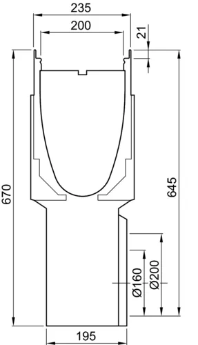 ACO Multiline V200G Einlaufkasten mit Eimer DN/OD 150 mm GGG