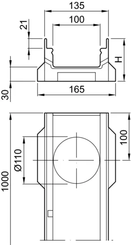 ACO Drain Multiline V100, Flachrinne
