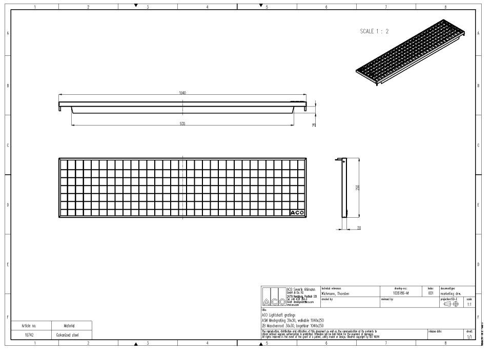 ACO Maschenrost, begehrbar für Lichtschacht