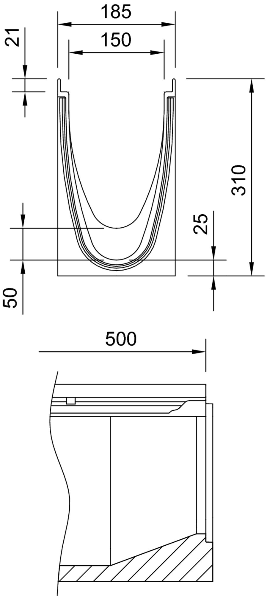 ACO Drain Multiline Seal V150, Sohlensprung