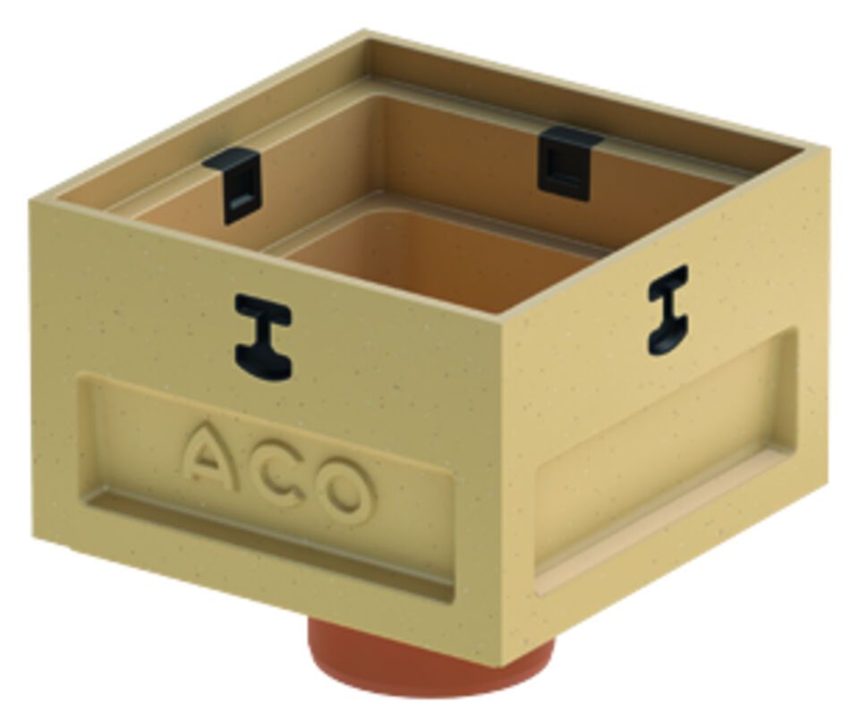 ACO Self Europoint Punktablauf flach mit KG-Rohr DN/OD110 senkrecht 250x250 mm H210 mm