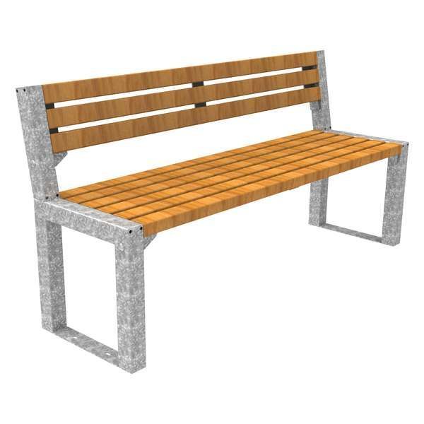 FalcoAcero Parkbank mit Rückenlehne, Stahl und Holz
