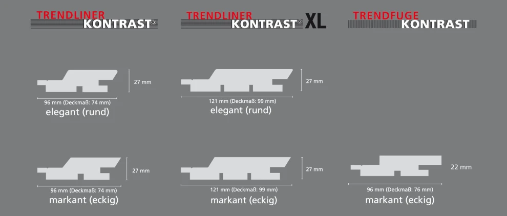 Profile: Trendliner Kontrast® und Trendfuge Kontrast®