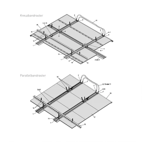 Mineralklimadecke OWactive im Parallel- und Kreuzbandraster, herausnehmbar