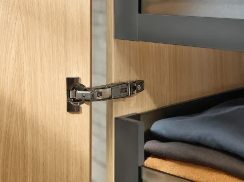 Scharnier in Onyxschwarz im Kleiderschrank