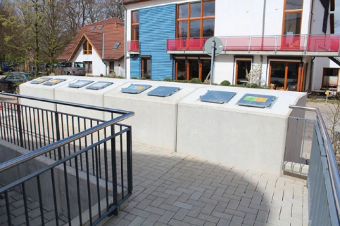 Müllbox N-Normalbox aus Sichtbeton mit bauseitiger Anrampung