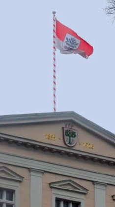 Fahnenmast auf historischem Gebäude