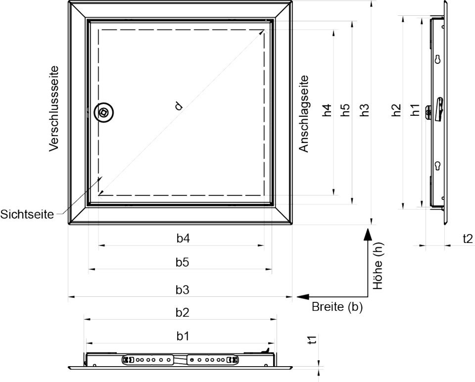 Softline Solid Revisionstür mit Vierkantverschluss