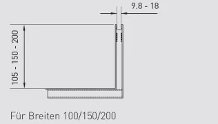 Maße L-Form, Breite bis 200
