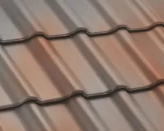 Flachdachziegel „F 12 Ü - Süd” – bronze geflammt engobiert