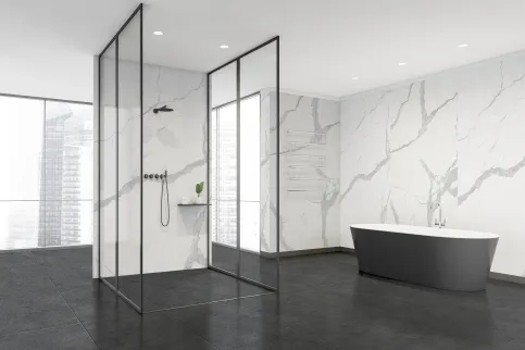 KERMOS Wandverkleidung mit Aluverbundplatte Natural Stone White