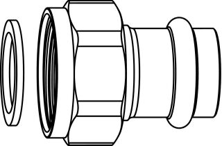 IMI HEIMEIER Verschraubung mit Pressnippel Rotguss, 15 mm, für DN 15, flachdichtend