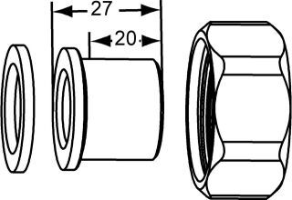 IMI HEIMEIER Verschraubung mit Lötnippel 28 mm, für DN 25, flachdichtend