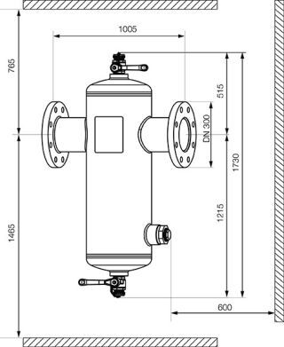 IMI PNEUMATEX Abscheider Zeparo Cyclone Max ZCX 300, DN 300, PN10, Flanschanschluss, Zyklon-Abscheider für Schmutz und Magnetit