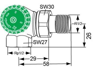 IMI HEIMEIER Thermostat-Ventilunterteil Eclipse 300,Winkeleck/links, DN 15