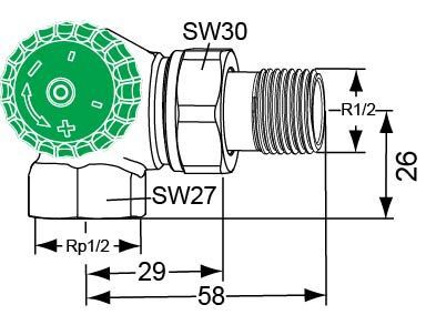 IMI HEIMEIER Thermostat-Ventilunterteil Eclipse 300,Winkeleck/links, DN 15