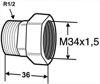 IMI HEIMEIER Heizkörper-Anschlussverschraubung R 1/2 x M 34, AMETAL-C vernickelt
