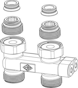 IMI HEIMEIER Umlenkstück Durchgang G3/4 absperrbar, Zweirohr, 50mm