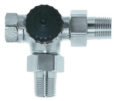 IMI HEIMEIER Thermostat-Dreiwege-Ventilunterteil mit Schraubnippel, Anschluss links , vernickelt