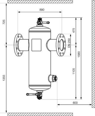 IMI PNEUMATEX Abscheider Zeparo Cyclone Max ZCX 250, DN 250, PN10, Flanschanschluss, Zyklon-Abscheider für Schmutz und Magnetit
