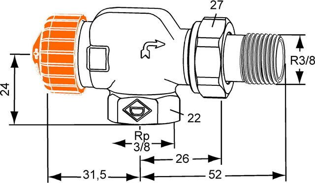 IMI HEIMEIER Thermostat-Ventilunterteil Eclipse, Axialform, DN 10