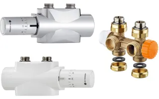 Multilux 4-Eclipse-Set mit Halo Thermostat-Kopf in weiß oder chrom für Bad-, Design-, Universal- oder Ventilheizkörper mit unterem Zweipunktanschluss