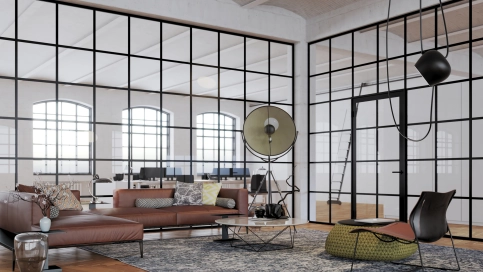 Trennwand T50 Loft – Trennwand-System im Industriedesign