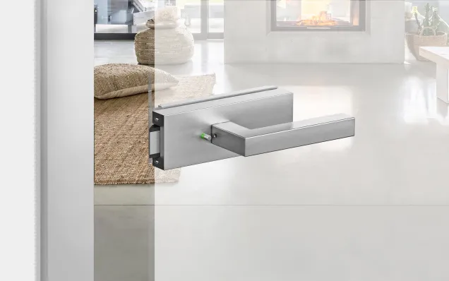 Schloss Edge mit Griff Seattle mit rechteckigem Schild, mit KD-Funktion, Edelstahl | © Karcher Design